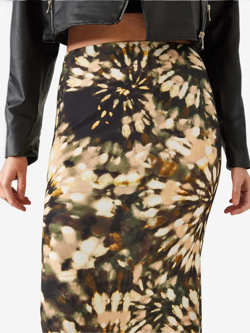 Bianco Lucci Green LUCCI High Waist Watercolor Maxi Skirt for Women | Best Price UAE