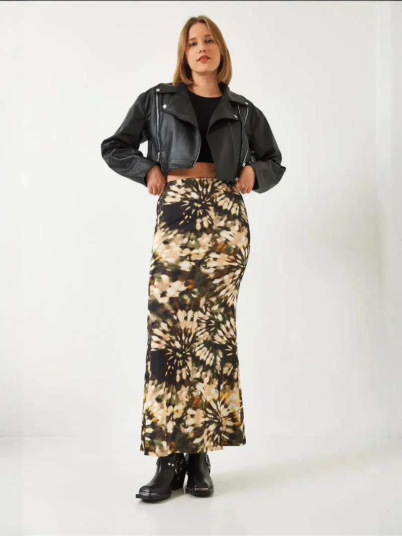 LUCCI High Waist Watercolor Maxi Skirt