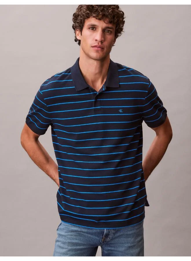 Striped Pique Polo