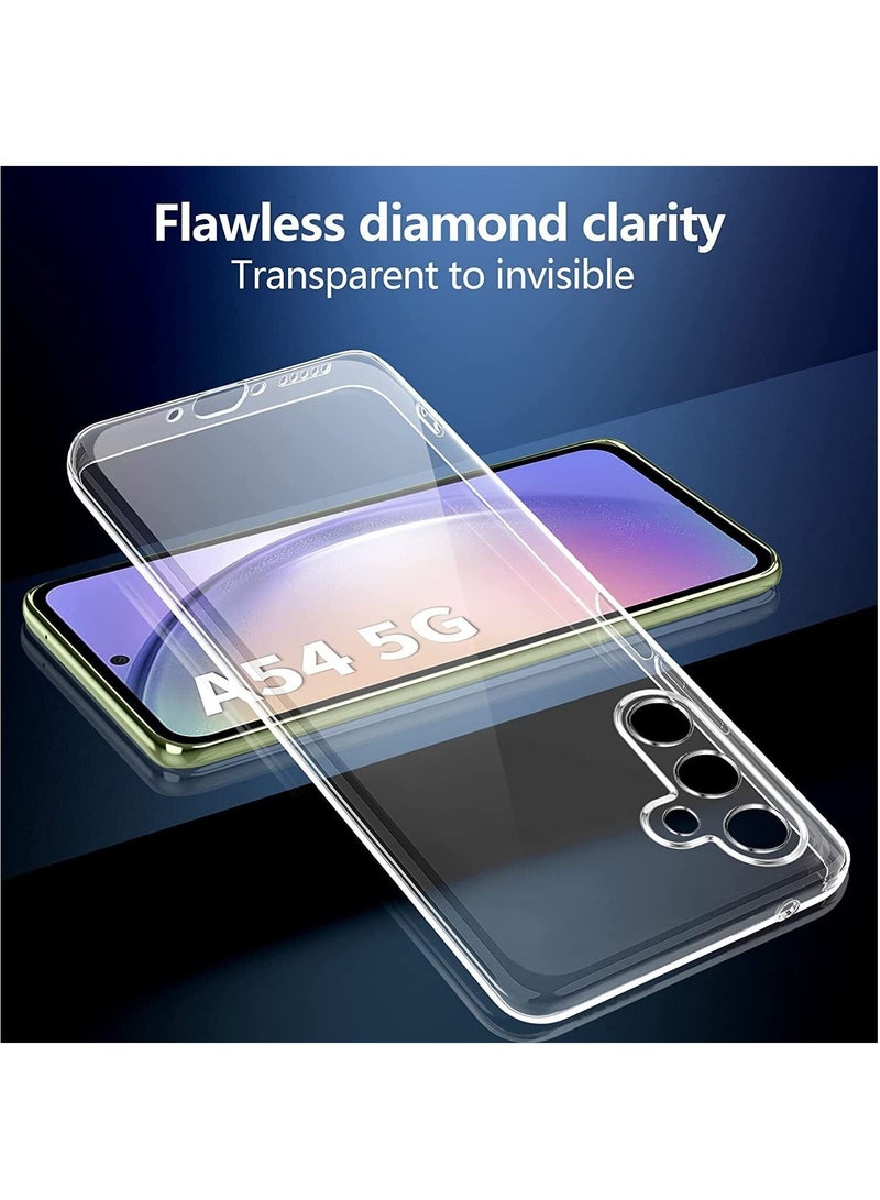 بورتوني جراب A54 5G شفاف مضاد للخدش وغطاء ممتص للصدمات مع واقي شاشة من الزجاج المقوى (عبوتان) متوافق مع Samsung Galaxy A54 5G - Image 2
