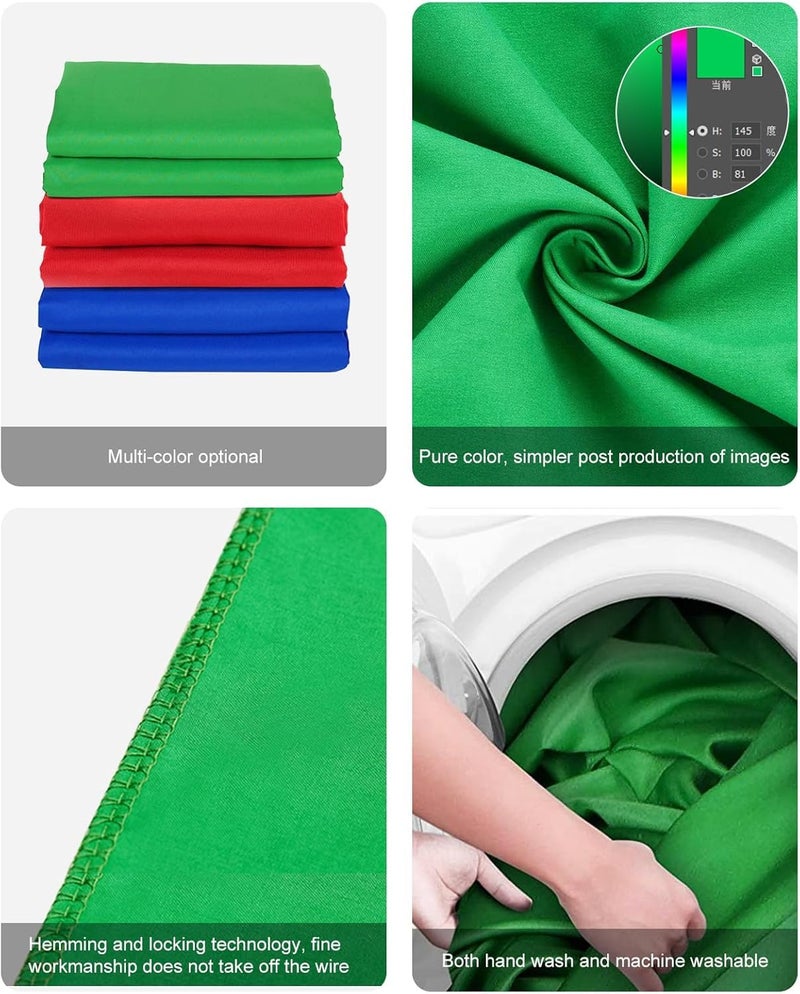PULUZ Green Screen Backdrop with 4 Fixing Clip, 6.6 x 6.6 Ft Photography Chroma Key Greenscreen Background for Streaming Zoom, Live Streaming, Photo Video Studio - Image 3