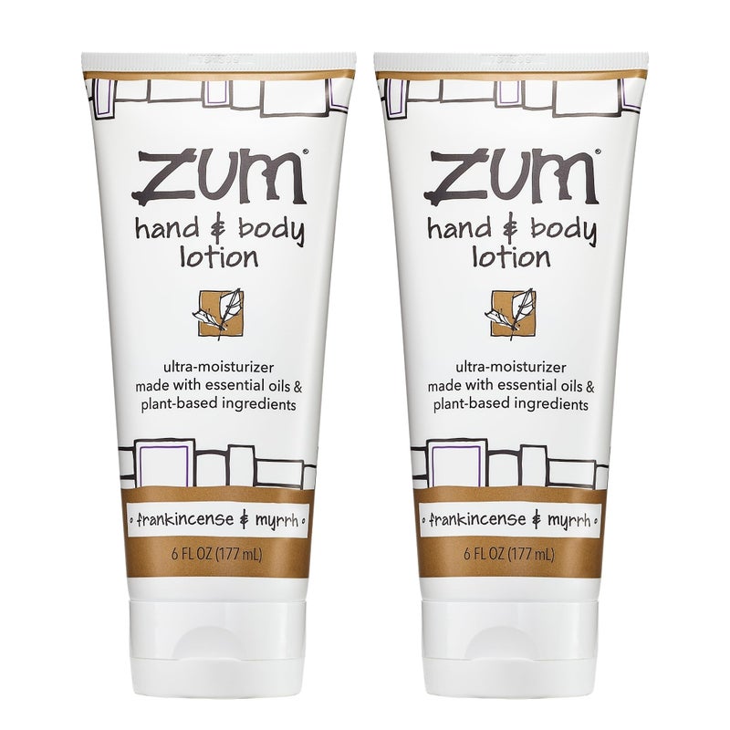 Zum Indigo Wild Hand & Body Lotion - Natural Hand Lotion for Dry Hands - Body Lotion for Women & Men - Body Moisturizers Include Shea Butter - Frankincense & Myrrh Scent - 6 fl oz (2 Pack) - Image 1