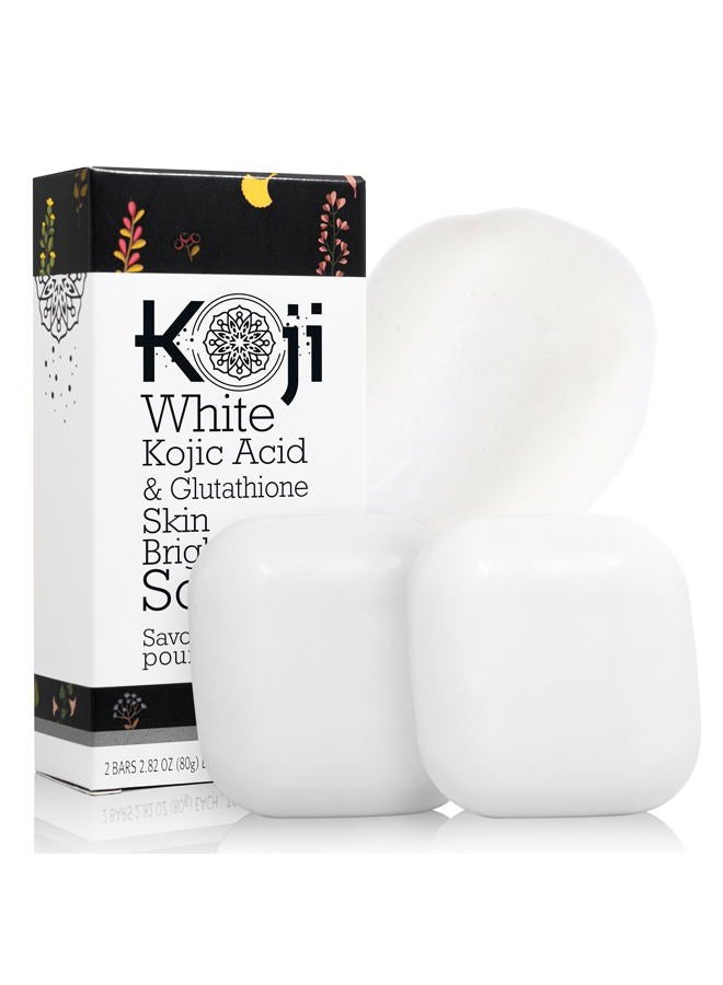 koji white صابون حمض الكوجيك وتفتيح البشرة للجسم والوجه - مقشر، مرطب، ومنظف للبقع الداكنة - خالي من SLS، خالي من البارابين، غير مختبر على الحيوانات، 2.82 أونصة (2 بار) - Image 1