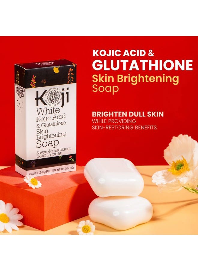 koji white صابون حمض الكوجيك وتفتيح البشرة للجسم والوجه - مقشر، مرطب، ومنظف للبقع الداكنة - خالي من SLS، خالي من البارابين، غير مختبر على الحيوانات، 2.82 أونصة (2 بار) - Image 2