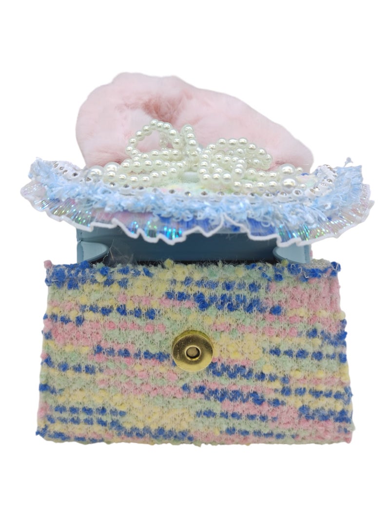 أركاد حقيبة يد للبنات بمقبض فرو صناعي وزينة عقد لؤلؤ مع سلسلة ذهبية – متعددة الألوان - Image 3