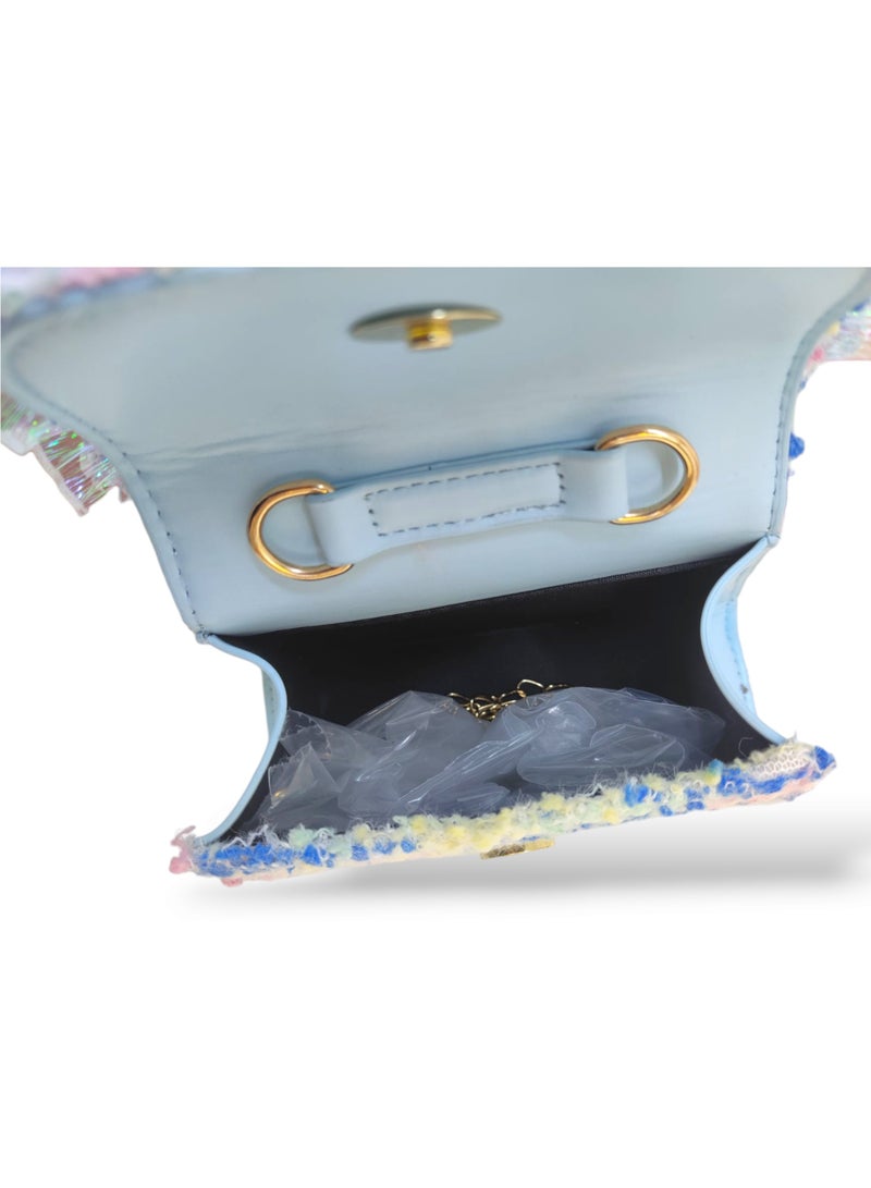 أركاد حقيبة يد للبنات بمقبض فرو صناعي وزينة عقد لؤلؤ مع سلسلة ذهبية – متعددة الألوان - Image 5