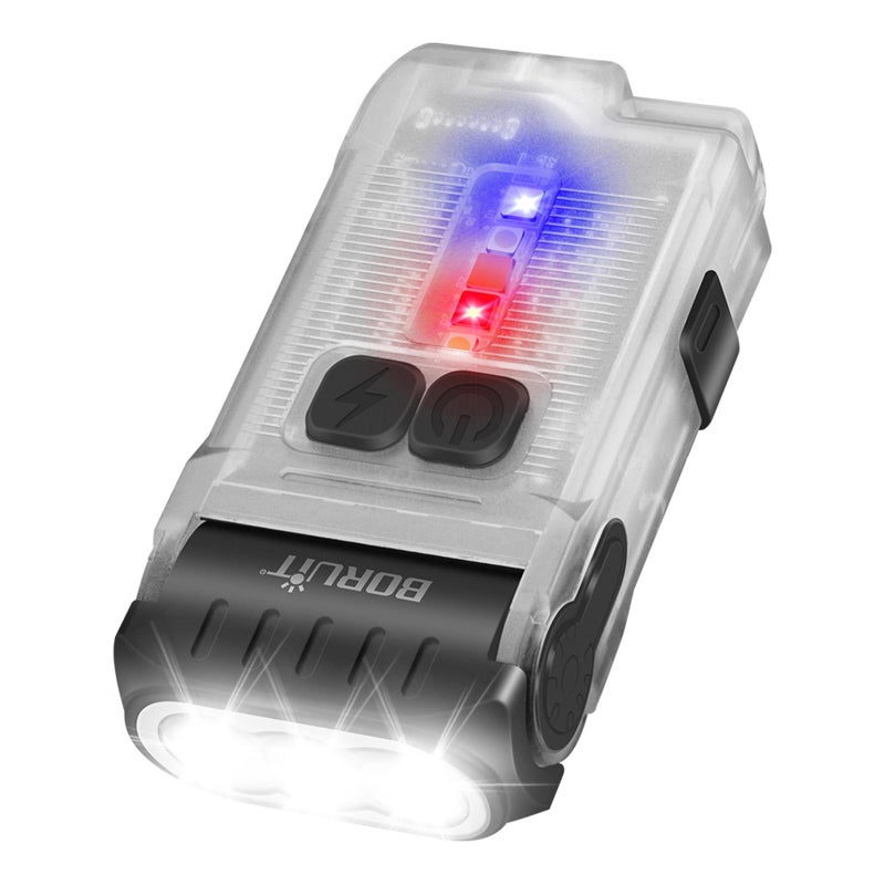 BORUIT V15 Small Flashlight Powerful Super Bright with 80Â° Swivel Head, Clip Magent Warm Red Blue COB Light - Mini Pocket Keychain EDC Flashlights USB Rechargeable IP67 LED Flash Light - Image 1