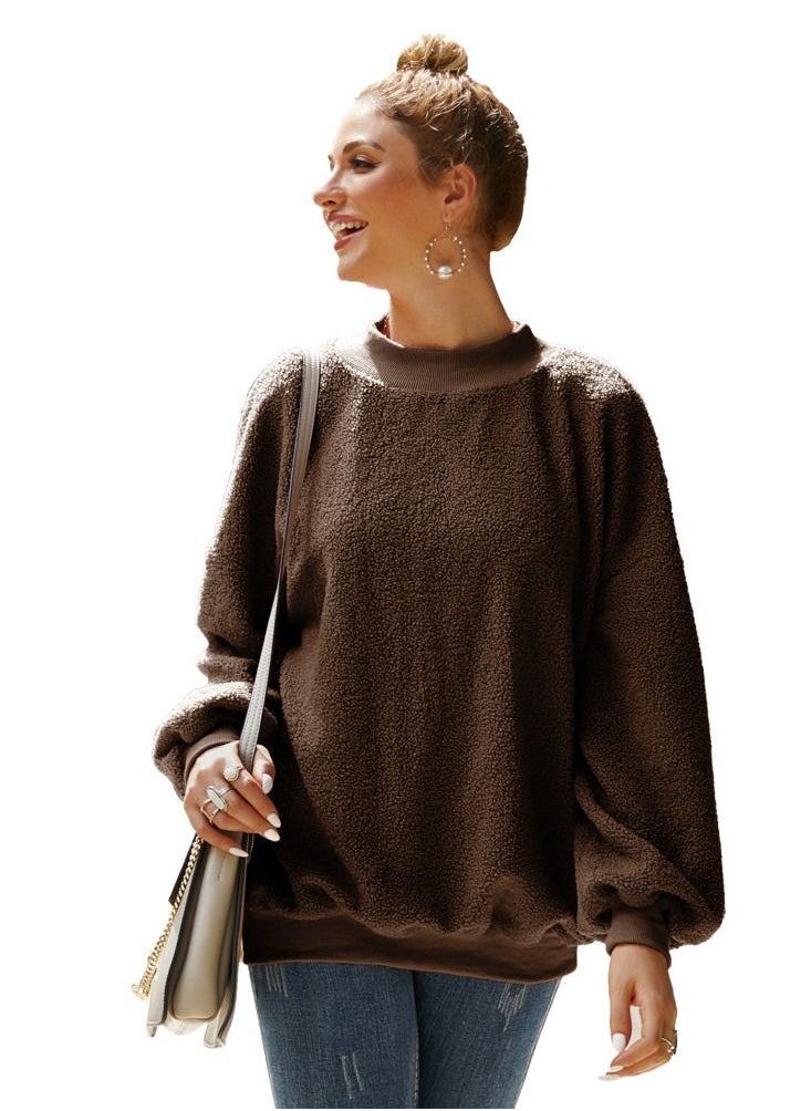 Loquat - Plush Long Sleeve Teddy Velvet Pullover - Image 1