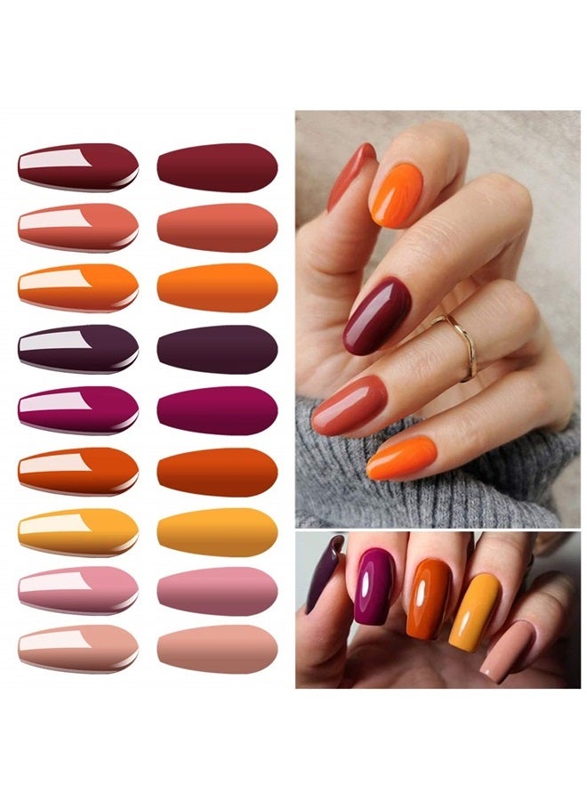 Vishine 12 Pcs Gel Nail Polish Kit, Orange Yellow Red Purple Gel Nail Polish Set Colors Collection Soak off LED Nail Lamp Base Top Coat & Matte Top Coat Gel Nail Kit 8ml - Image 1