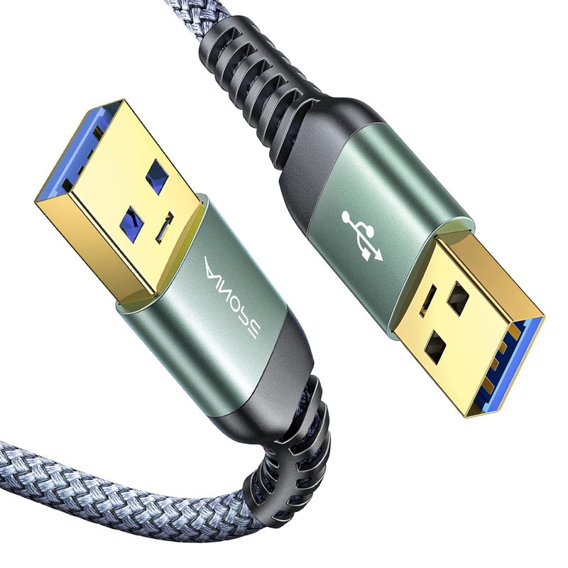 Ainope [3.3FT] USB A to USB A Cable, USB 3.0 to USB 3.0 Cable [Never Rupture] USB Male to Male Cable Double End USB Cord Compatible with Hard Drive Enclosures, DVD Player, Laptop Cool-Grey - Image 1