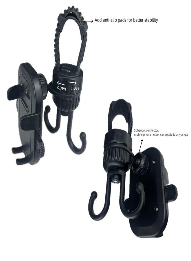 Ezkindheit 2-in-1 Hook & Phone Holder - Universal for Strollers, Bikes - 360° Rotation, Non-Slip Design, Hands-Free Stroller Accessories for Parents. - Image 3