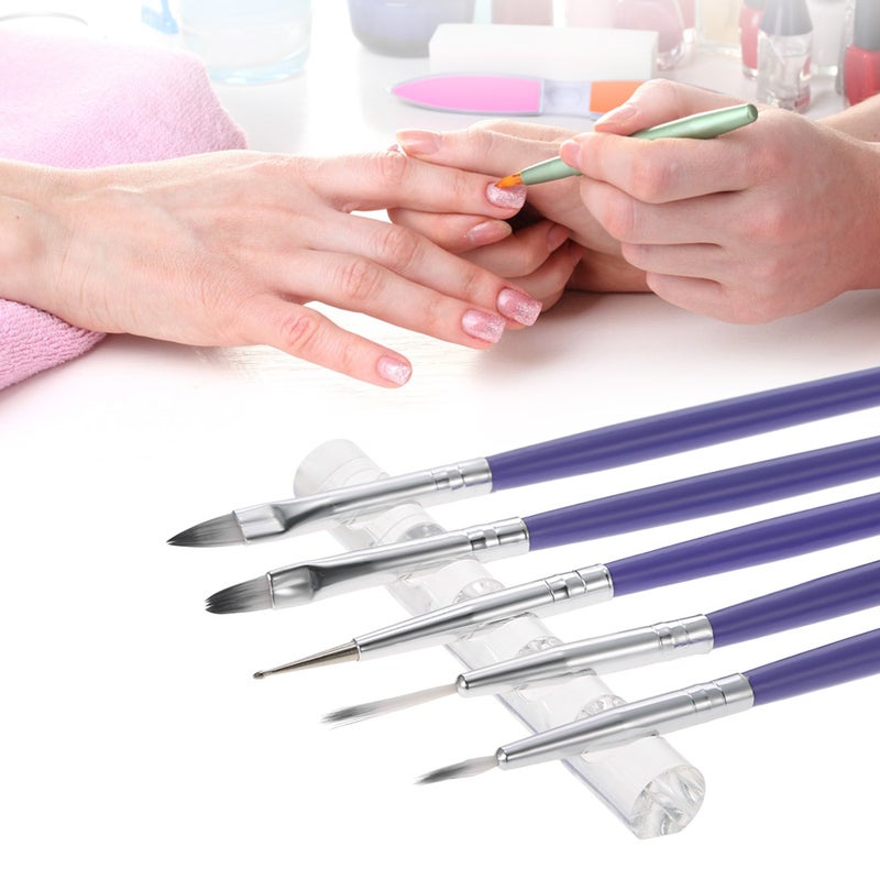 Nail Tool Pen Brush Rack Clear Acrylic Stand Holder for 5 Nail Pens Nail Brush Holder - Image 2