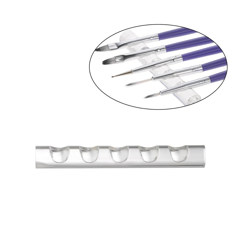 Nail Tool Pen Brush Rack Clear Acrylic Stand Holder for 5 Nail Pens Nail Brush Holder - Image 5
