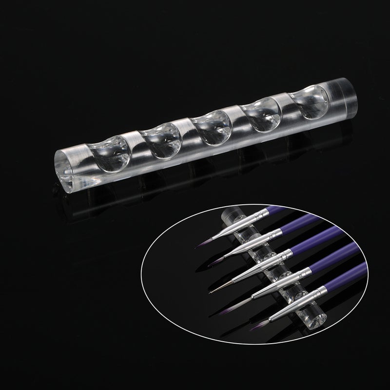 Nail Tool Pen Brush Rack Clear Acrylic Stand Holder for 5 Nail Pens Nail Brush Holder - Image 4