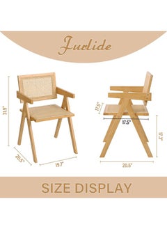 Generic Rattan Dining Chairs,Wood Rattan Dining Room Chairs,Rattan Dining Chair,Wood Rattan Dining Room Chairs with Comfortable Woven Seat,Outdoor Rattan Chairs with Armrest,Modern Rattan Chairs for Outdoor Dining, Patio, Accent Rattan Chair for Living Room and Office  - Image 2