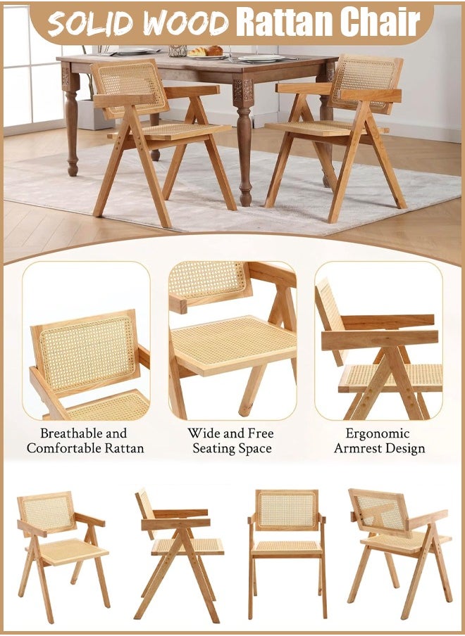 Generic Rattan Dining Chairs,Wood Rattan Dining Room Chairs,Rattan Dining Chair,Wood Rattan Dining Room Chairs with Comfortable Woven Seat,Outdoor Rattan Chairs with Armrest,Modern Rattan Chairs for Outdoor Dining, Patio, Accent Rattan Chair for Living Room and Office  - Image 3