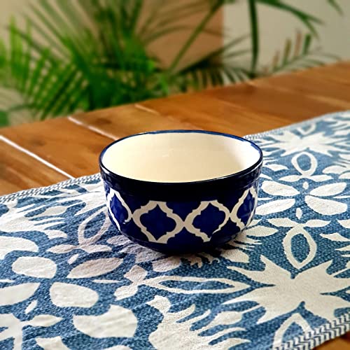 BACKKSPACE RETAIL Soup Bowl with Spoon Set | Hand-Painted Ceramic Bowl Set of 6 | 300ml Each | Ideal for Serving Soup, Maggi, Dessert | Microwave & Dishwasher Safe (Blue) - Image 4