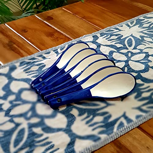 BACKKSPACE RETAIL Soup Bowl with Spoon Set | Hand-Painted Ceramic Bowl Set of 6 | 300ml Each | Ideal for Serving Soup, Maggi, Dessert | Microwave & Dishwasher Safe (Blue) - Image 5