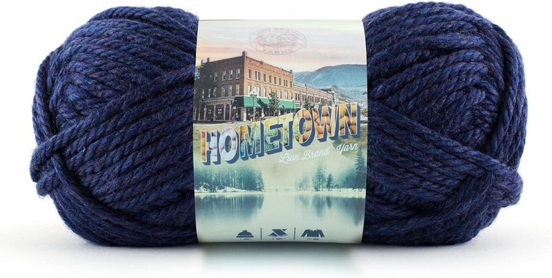 Lion Brand Yarn Hometown Yarn - Bulky Yarn for Knitting and Crocheting, San Diego Navy, 1-Pack - Image 1