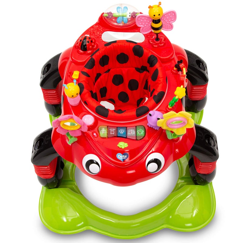 Delta Children Lil Play Station 4-in-1 Activity Walker - Rocker, Activity Center, Bouncer, Walker - Adjustable Seat Height - Fun Toys for Baby, Sadie the Ladybug - Image 4