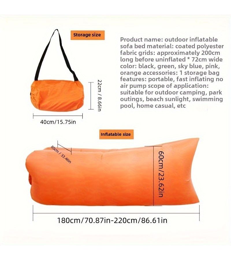 Inflatable Sofa Multifunctional Foldable Soft Quick Inflation Perfect for Camping Leisure Green - Image 4