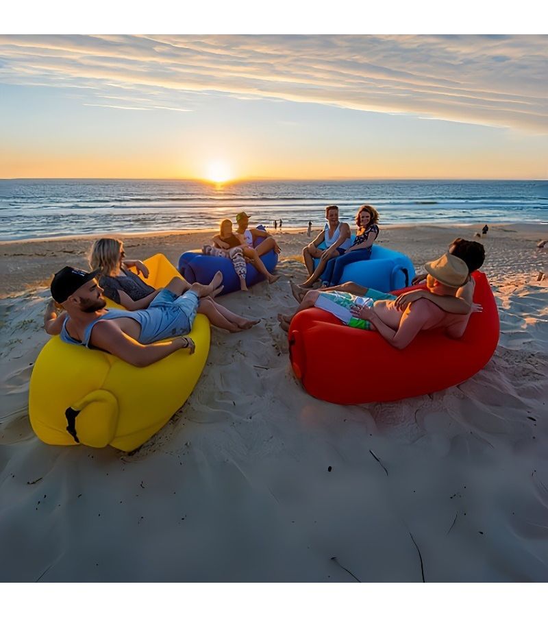 Inflatable Sofa Multifunctional Foldable Soft Quick Inflation Perfect for Camping Leisure Green - Image 1