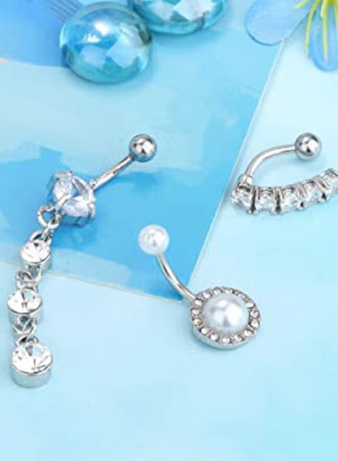 10-Piece Stainless Steel Button Belly Ring Set - Image 4
