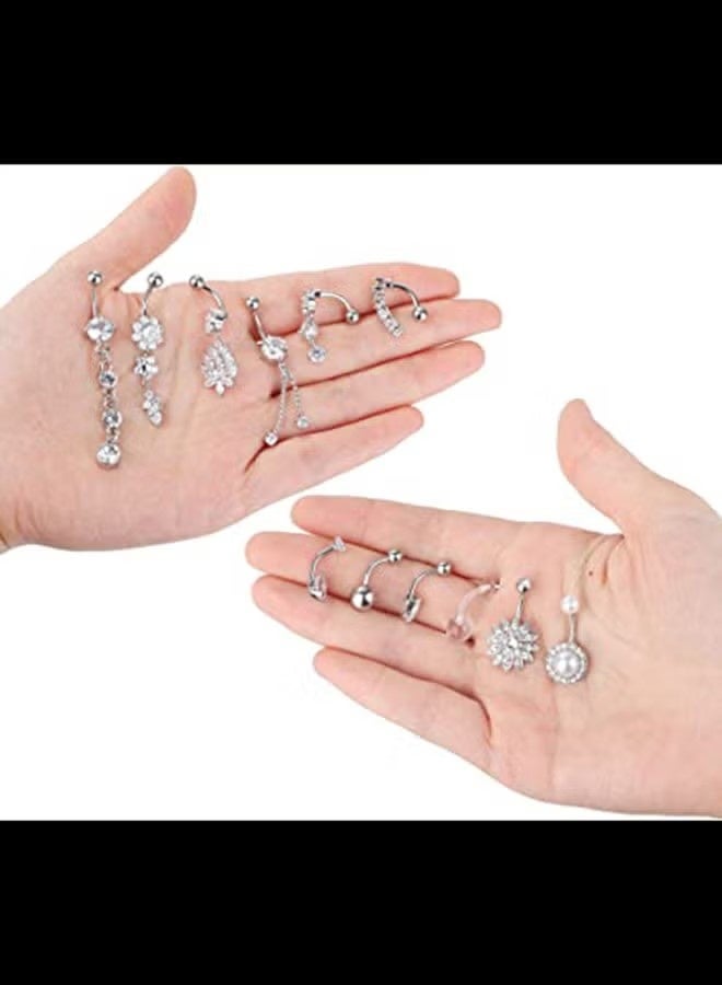 10-Piece Stainless Steel Button Belly Ring Set - Image 3
