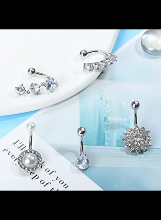 10-Piece Stainless Steel Button Belly Ring Set - Image 2