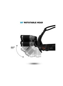 DELEE Waterproof 12000 Lumen 5 Led Headlamp XML T6+4Q5 Head Lamp Powerful Led Headlight, Rechargeable Flashlight Head Lights for Camping, Hiking (Include 2 * 18650 Rechargeable Batteries)  - Image 4