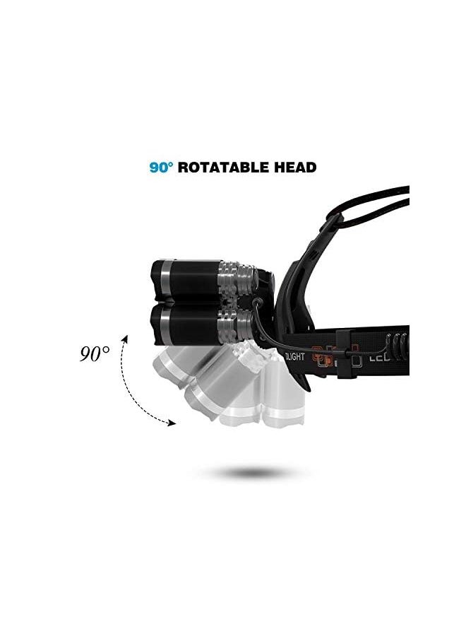 DELEE Waterproof 12000 Lumen 5 Led Headlamp XML T6+4Q5 Head Lamp Powerful Led Headlight, Rechargeable Flashlight Head Lights for Camping, Hiking (Include 2 * 18650 Rechargeable Batteries)  - Image 4