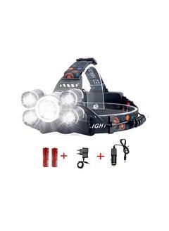DELEE Waterproof 12000 Lumen 5 Led Headlamp XML T6+4Q5 Head Lamp Powerful Led Headlight, Rechargeable Flashlight Head Lights for Camping, Hiking (Include 2 * 18650 Rechargeable Batteries)  - Image 2