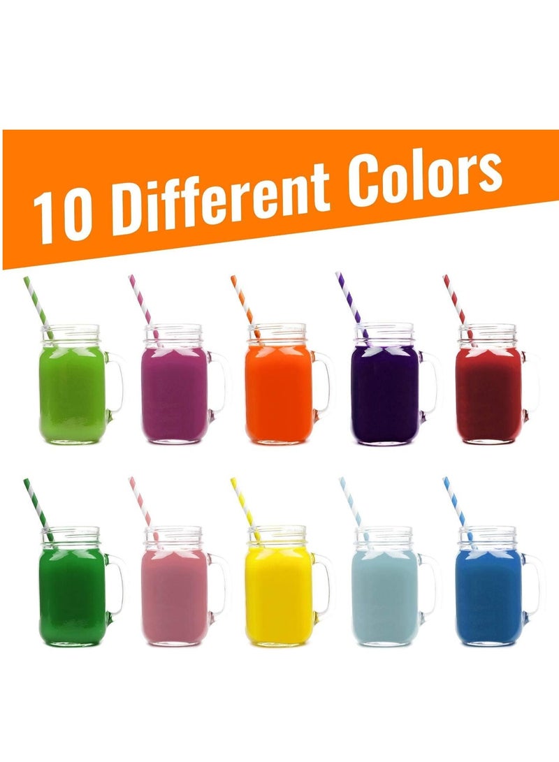 KASTWAVE Biodegradable Paper Straws, 200 Pcs Paper Drinking Straws For Wedding Party Restaurant Juice, Coffee Cold Drinks, Party Dessert and DIY Decoration (10 Color, Stripe) - Image 4