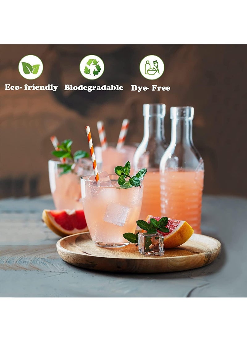 KASTWAVE Biodegradable Paper Straws, 200 Pcs Paper Drinking Straws For Wedding Party Restaurant Juice, Coffee Cold Drinks, Party Dessert and DIY Decoration (10 Color, Stripe) - Image 3