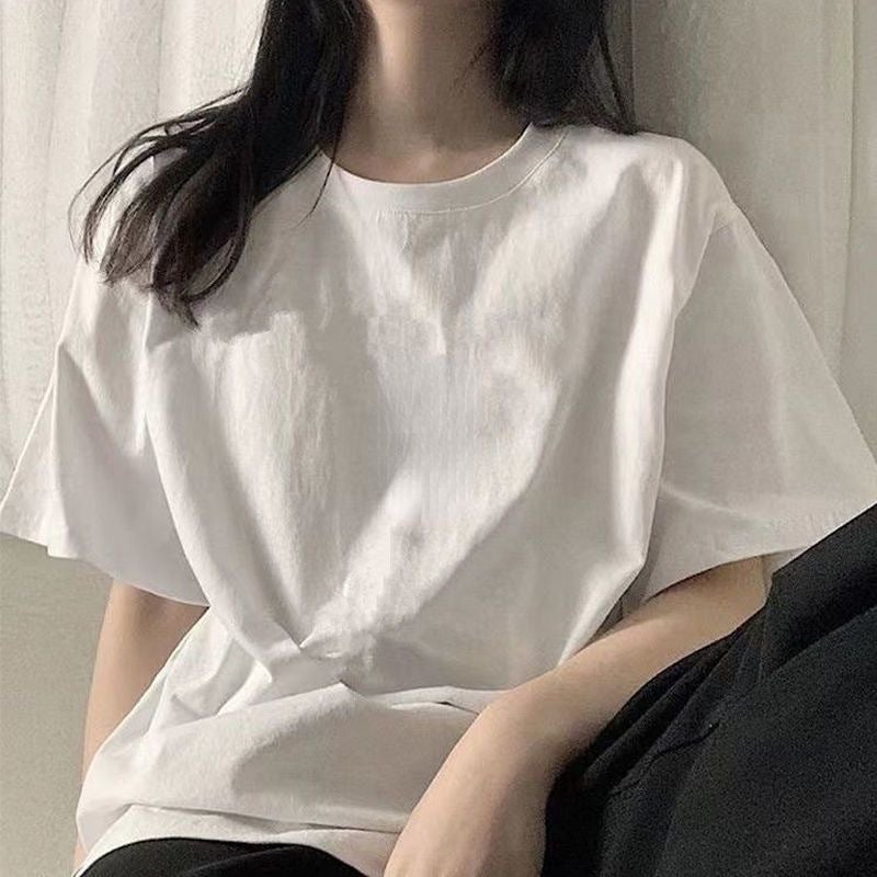 Short-Sleeved T-Shirt for Couples to Cover the Flesh, Loose Elegant T-Shirt, Export Hong Kong Style Expression, Ice Silk Half-Sleeved Women's Summer Short-Sleeved T-Shirt for Men - Image 1
