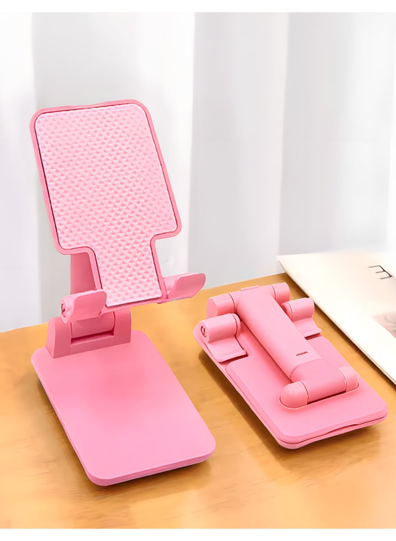 Phone Holder 360 Degree Stand Handphone Folding Dekstop Liftable Foldable - Pink - Image 1