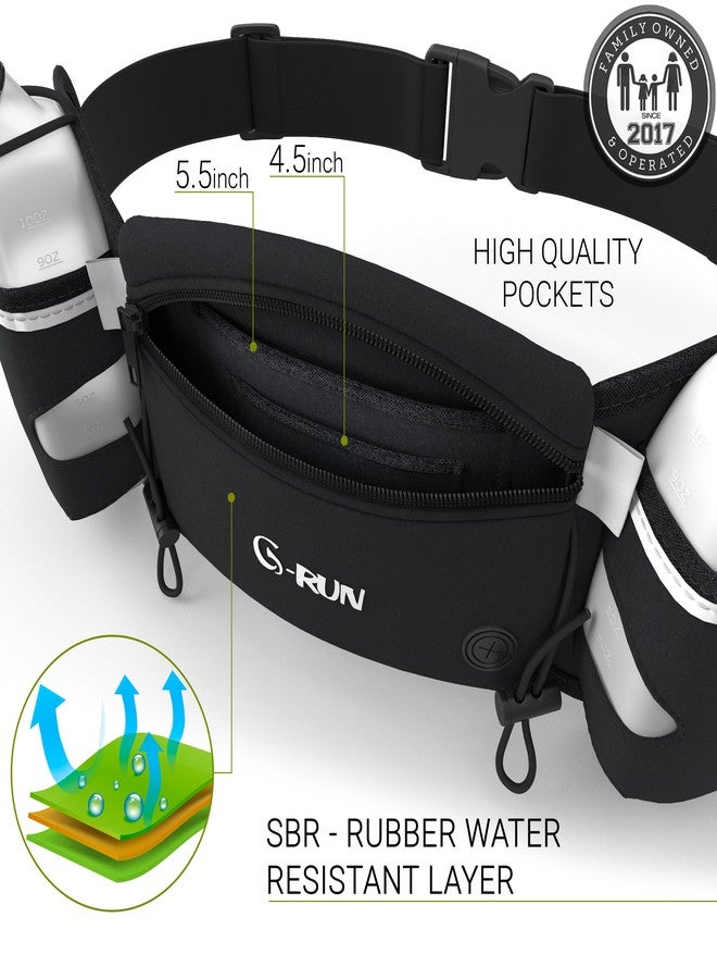 Q-RUN Hydration Running Belt with Bottles - Water Belts for Woman and Men - iPhone Belt for Any Phone Size - Fuel Marathon Waist Pouch for Runners - Jogging Cycling Biking, Black - Image 5