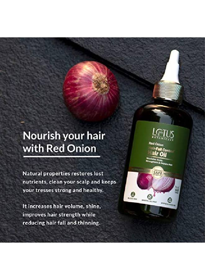 LOTUS BOTANICALS Red Onion Hair Fall Control Hair Oil | Mineral Oil Silicon & Chemical Free | All Hair Types | 200ml  - Image 4