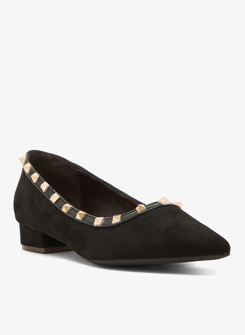 ELLA Metal Detail Pointed Toe Ballet Flats