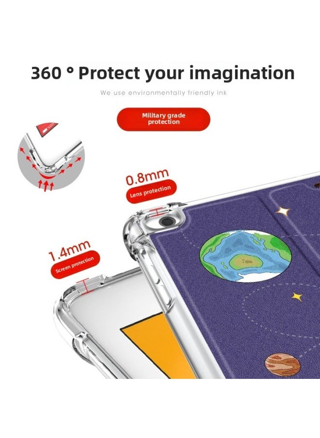 Generic - IPad Protective Case Air2 For Apple 2018 Tablet 2022 9 Silicone Mini6/4 Transparent Case 18-Color:(airbag Book Model) [full Of Good Luck [2025]] Free Tempered Film-Applicable Models:Ipad Air6 2024 Model ( 11inch ) - Image 1