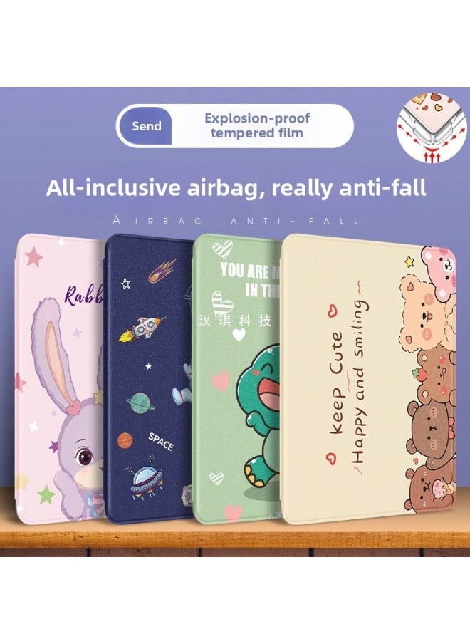 Generic - IPad Protective Case Air2 For Apple 2018 Tablet 2022 9 Silicone Mini6/4 Transparent Case 18-Color:(airbag Book Model) [full Of Good Luck [2025]] Free Tempered Film-Applicable Models:Ipad Air6 2024 Model ( 11inch ) - Image 1