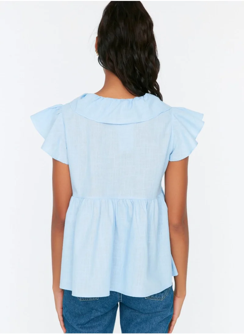 trendyol Flutter Sleeve Pleat Detail Top