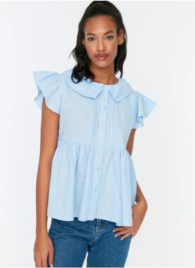 trendyol Flutter Sleeve Pleat Detail Top