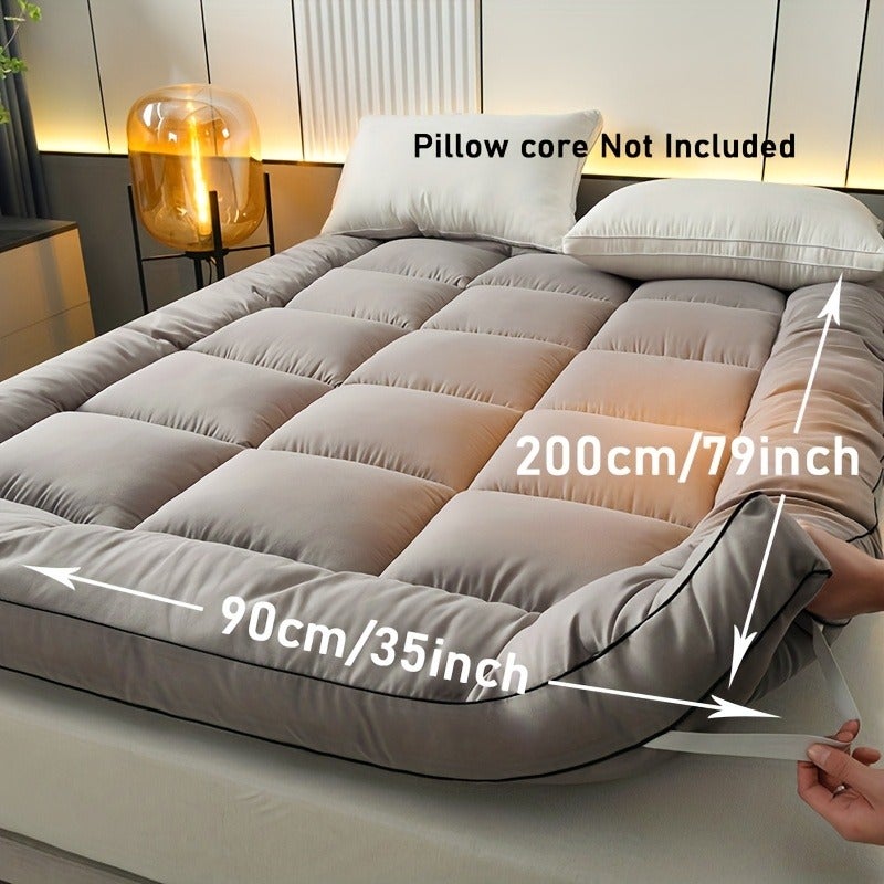 1pc Solid Color Soft Mattress Topper, Hotel Quality, Tatami Mat, Single or Double Bed Mattress Topper, Floor Pad, Easy to Clean, Suitable for All Seasons, Suitable for Bedroom, Dormitory, Guest Room, Camping, Back to School Season, Large Mattress - Image 1
