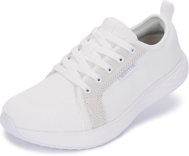 WHITIN Wide Shoes for Women Size 9W Walking Width Toe Box Tennis Sneakers Zero Drop Casual Diabetic Daily Standing White 40 - Image 1