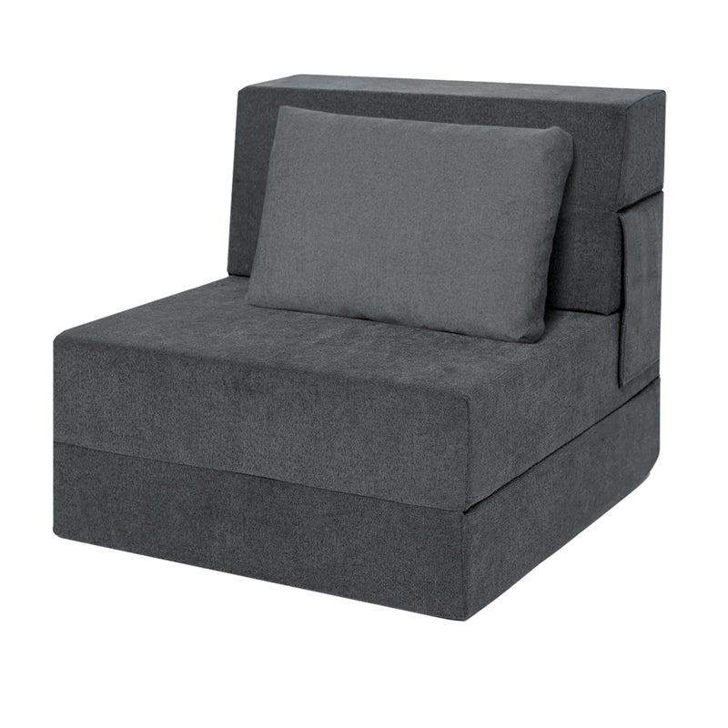 Ressainic Folding Sofa Bed Chair with Pillow,Convertible Fold Out Chair Bed Sleeper,Foam Floor Mattress, Foldable Futon Couch Bed for Living Room/Dorm/Guest/Office (Grey, Single) - Image 1