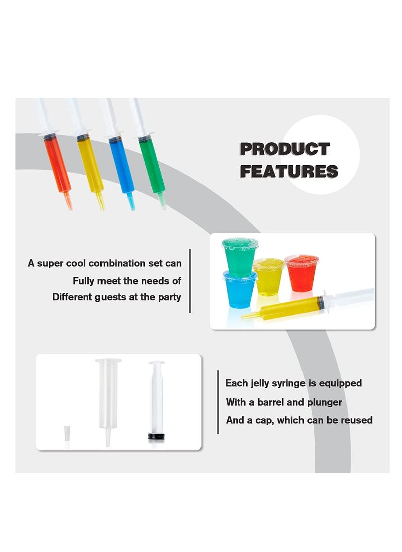 Generic - Jello Shot Syringes Set, Include 25 2 oz Syringes for Jello Shots, 25 Jello Shot Cups with Lids, 2 Cleaning Brush, Condiment Containers for Bachelorette Parties Summer Party Supplies 50 Pack - Image 1