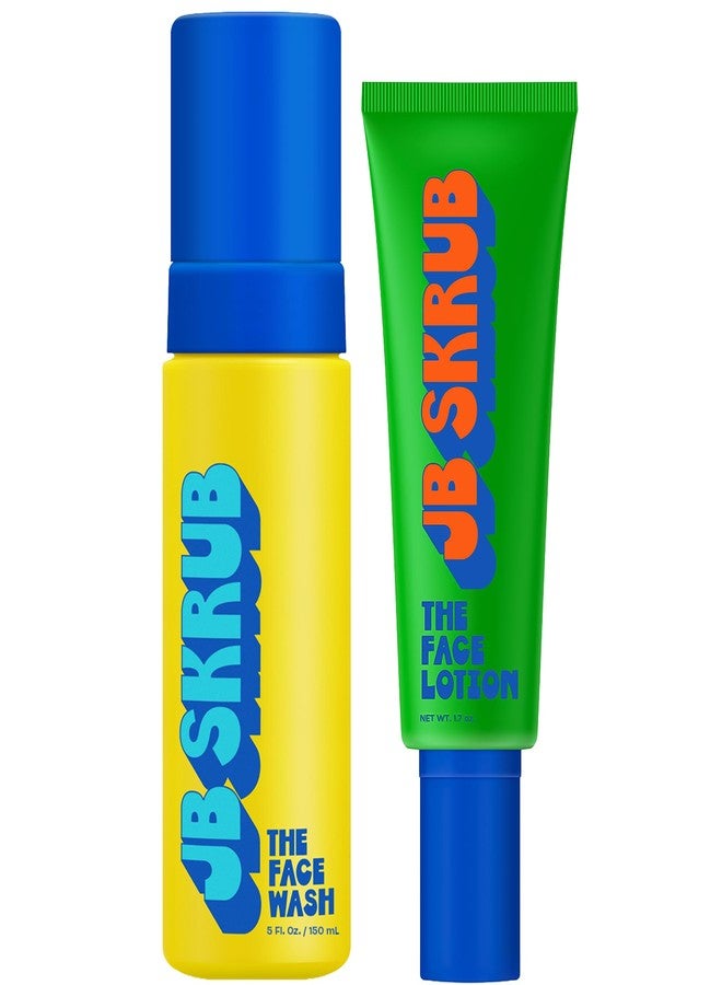 JB SKRUB Face Lotion and Foaming Face Wash for Sensitive Skin - AM + PM Skincare Duo - pH Balanced, Blue Light Defense - Kid and Teen Radiance - Image 1
