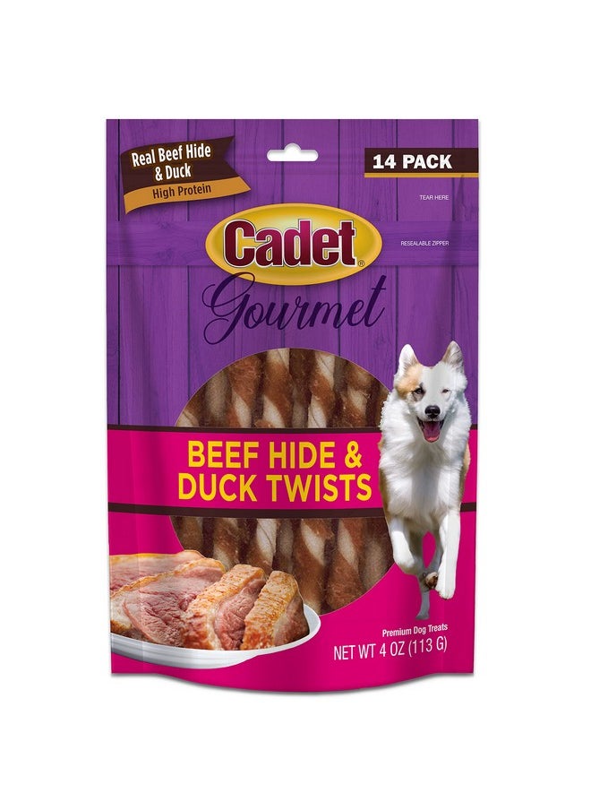 Cadet Cadet Gourmet Beef Hide Twist Chew Sticks, Long Lasting & Natural Chew Treats for Dogs, Inspected & Tested in USA, Duck Flavor (14 Count)  - Image 1
