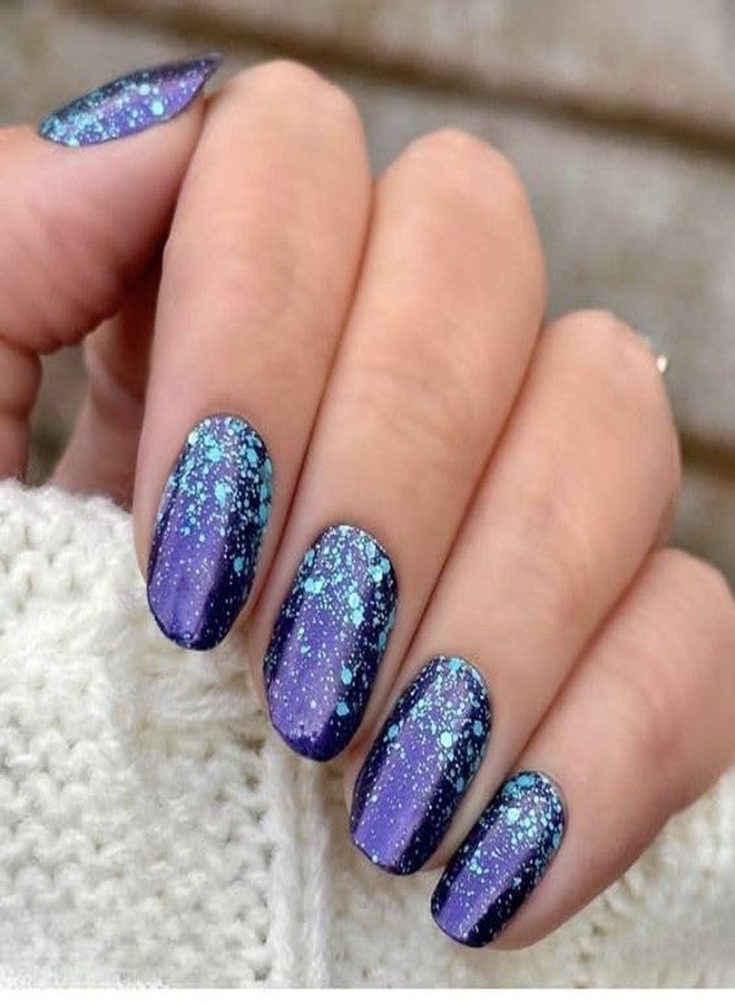ZEELPETAL French Press on Nails Medium Transparent Glitter Elegant Glitter Deco Fake Nails Daily Office Salon Manicure Reusable Acrylic False Nail Art Tips - 12 PC, Multi Color. - Image 1